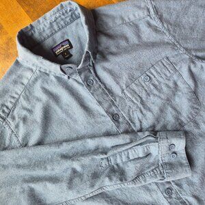 Patagonia Flannel Shirt Mens S Organic Cotton Denim Blue Pocket Lightweight